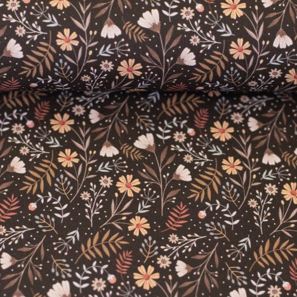 Calais by Claire’s Creative Forest – Baumwollwebware Blumen dunkelbraun